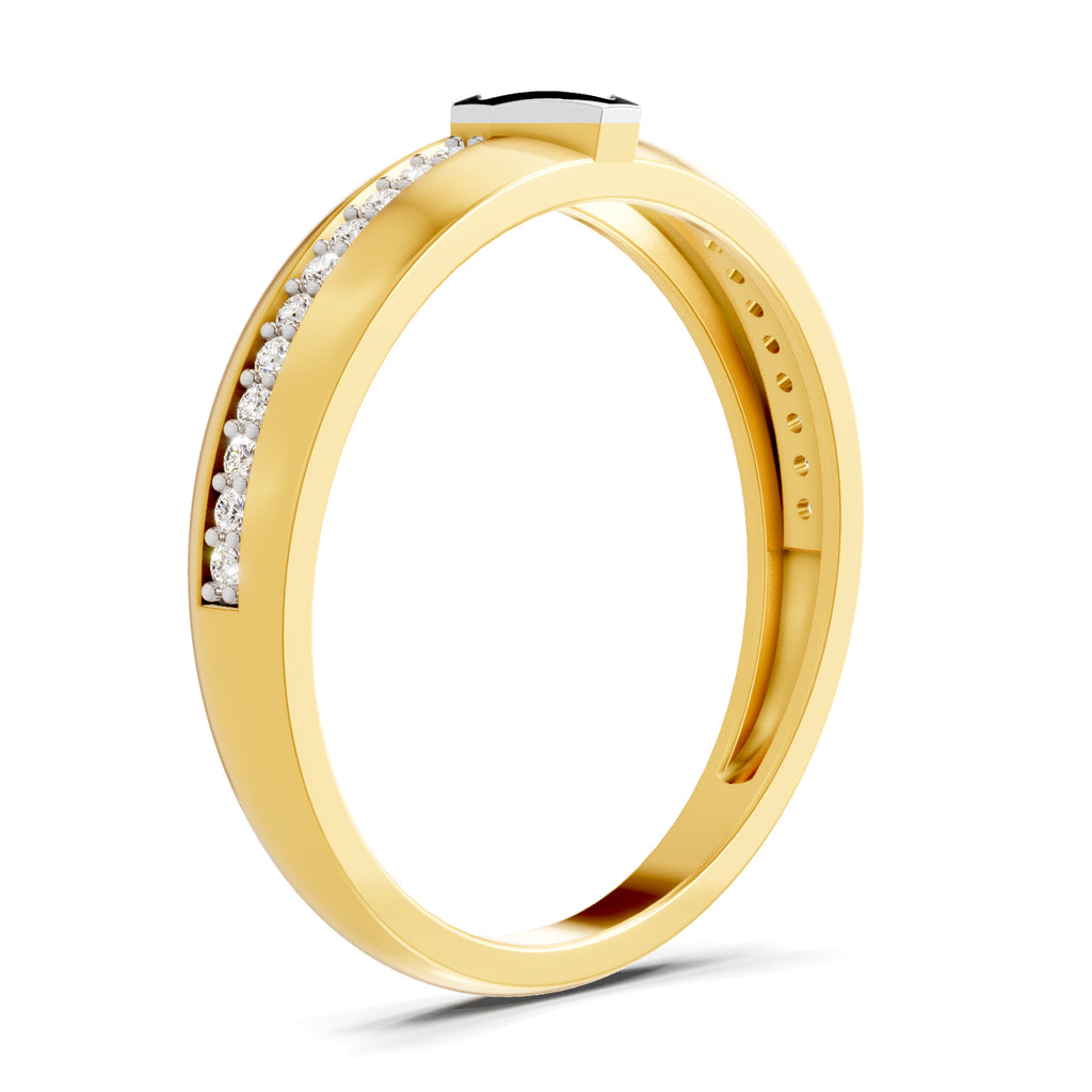 Lab Grown Diamond Ring For Men 0.34 Carat IGI Certified Round Shape 925 Sterling Silver Gold Plated Band Ring