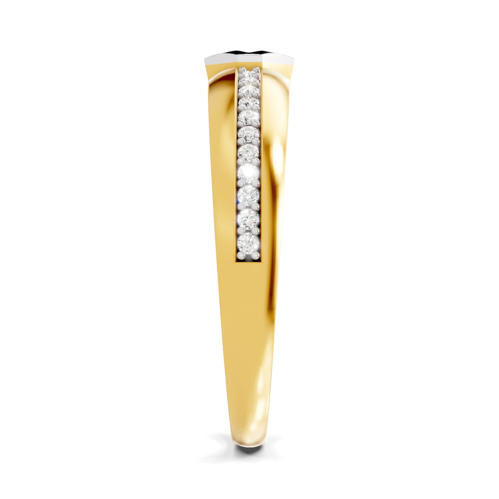 Lab Grown Diamond Ring For Men 0.34 Carat IGI Certified Round Shape 925 Sterling Silver Gold Plated Band Ring