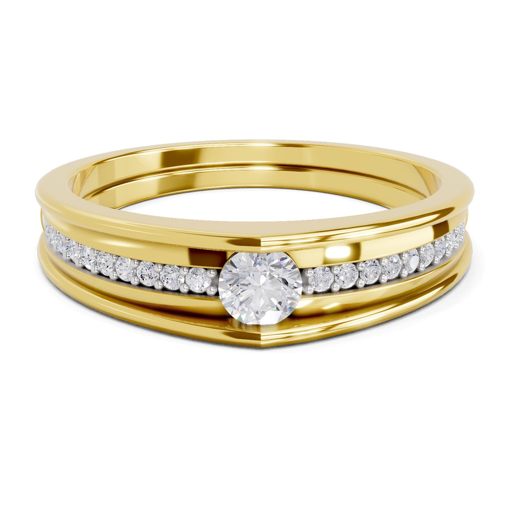 Lab Grown Diamond Ring 0.27 Carat IGI Certified Round Shape 925 Sterling Silver Gold Plated Band Ring (Ring Size - 11)
