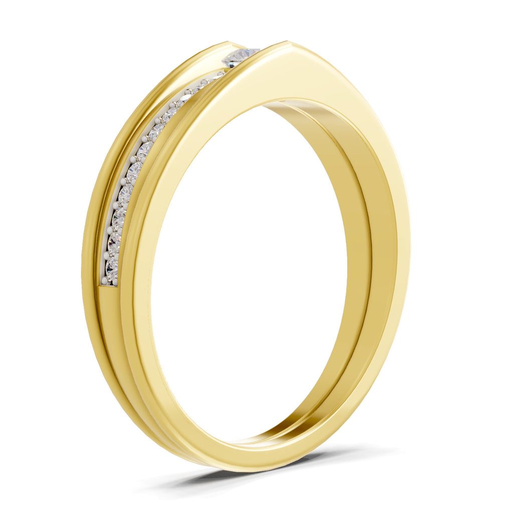Lab Grown Diamond Ring 0.27 Carat IGI Certified Round Shape 925 Sterling Silver Gold Plated Band Ring (Ring Size - 11)