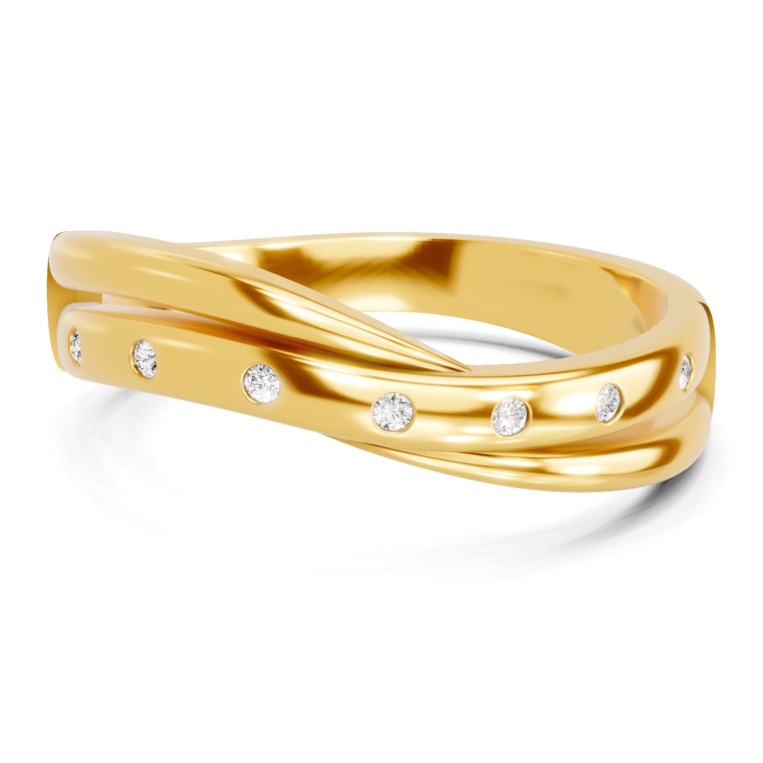 Lab Grown Diamond Ring For Men 0.07 Carat Round Shape 925 Sterling Silver Gold Plated Twisted Band Ring