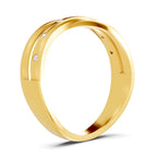 Lab Grown Diamond Ring For Men 0.07 Carat Round Shape 925 Sterling Silver Gold Plated Twisted Band Ring