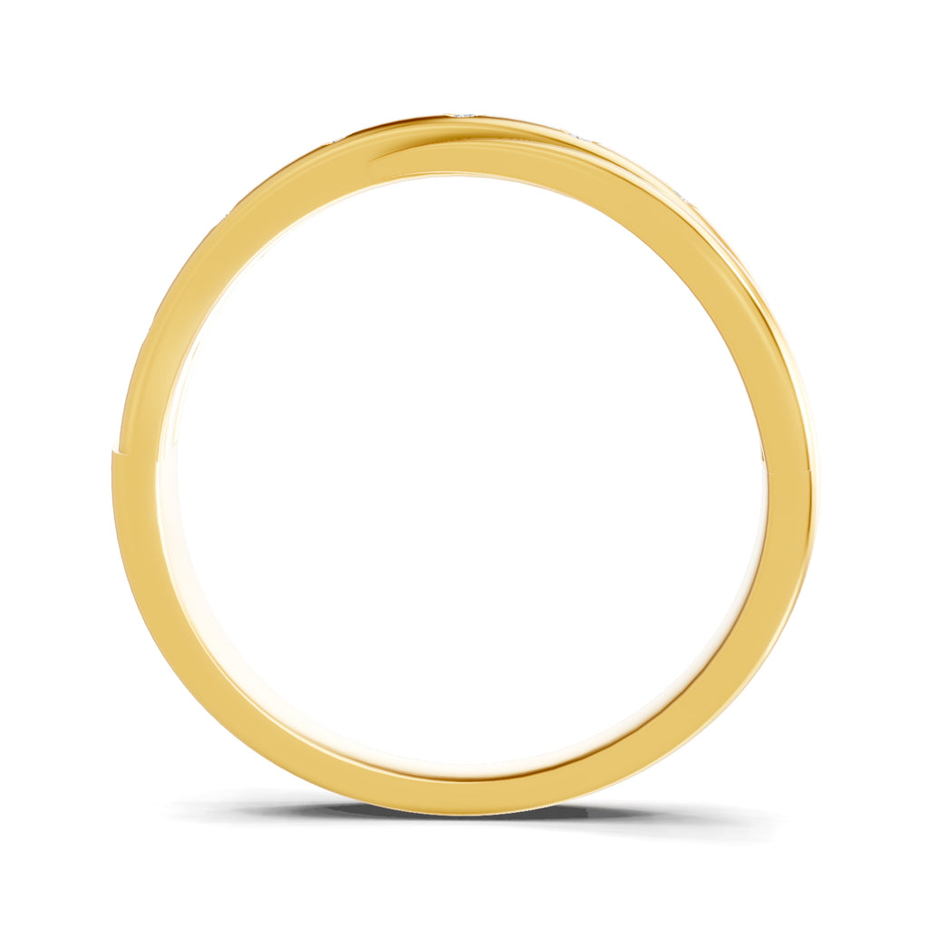 Lab Grown Diamond Ring For Men 0.07 Carat Round Shape 925 Sterling Silver Gold Plated Twisted Band Ring