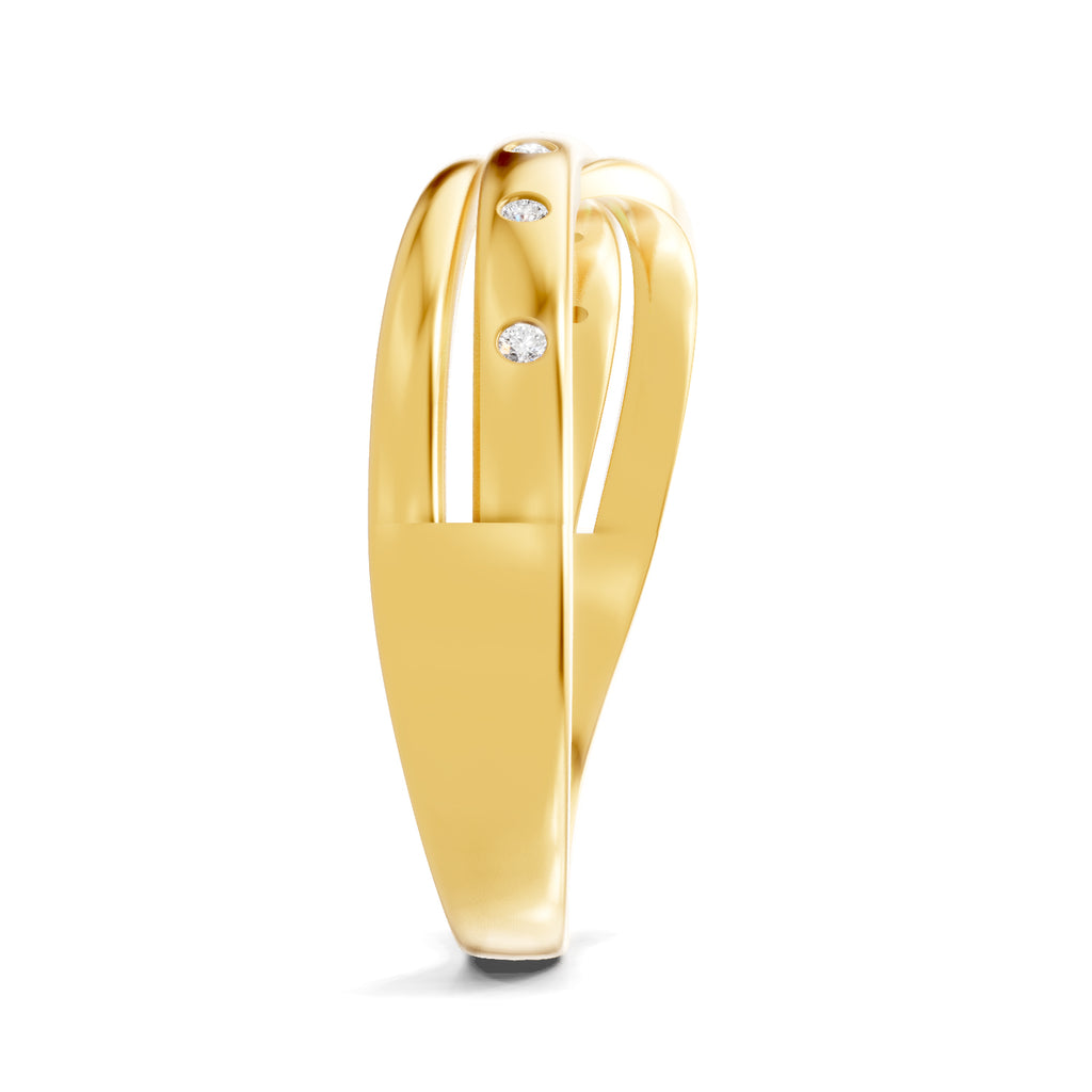 Lab Grown Diamond Ring For Men 0.07 Carat Round Shape 925 Sterling Silver Gold Plated Twisted Band Ring