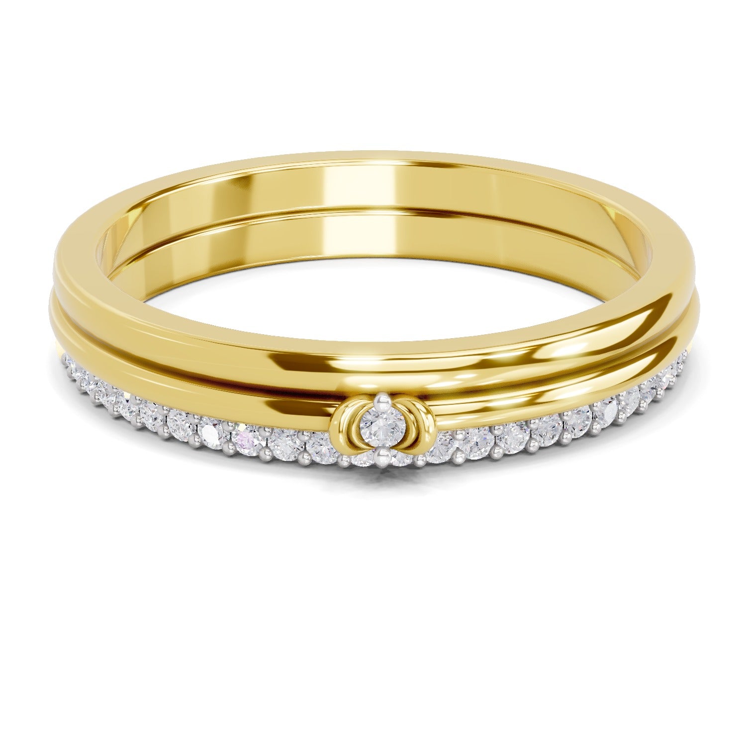 Lab Grown Diamond Ring 0.13 Carat IGI Certified Round Shape 925 Sterling Silver Gold Plated Band Ring (Ring Size - 10)