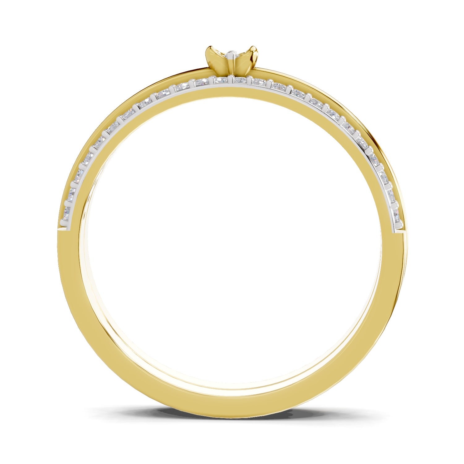 Lab Grown Diamond Ring 0.13 Carat IGI Certified Round Shape 925 Sterling Silver Gold Plated Band Ring (Ring Size - 10)