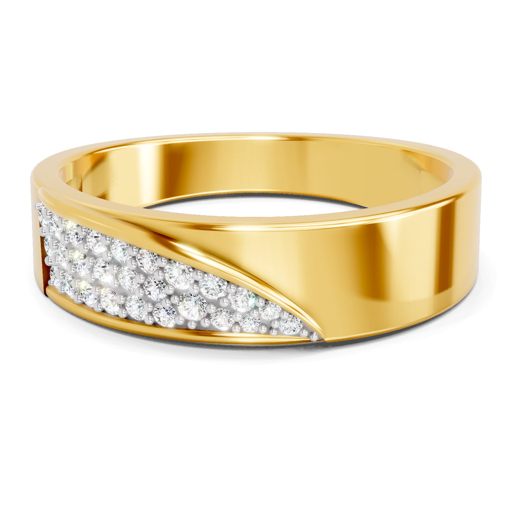 Lab Grown Diamond Ring For Men 0.18 Carat IGI Certified Round Shape 925 Sterling Silver Gold Plated Fashion Band Ring