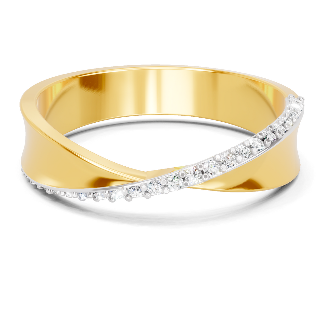 Lab Grown Diamond Ring 0.14 Carat IGI Certified Round Shape 925 Sterling Silver Gold Plated Crossover Ring