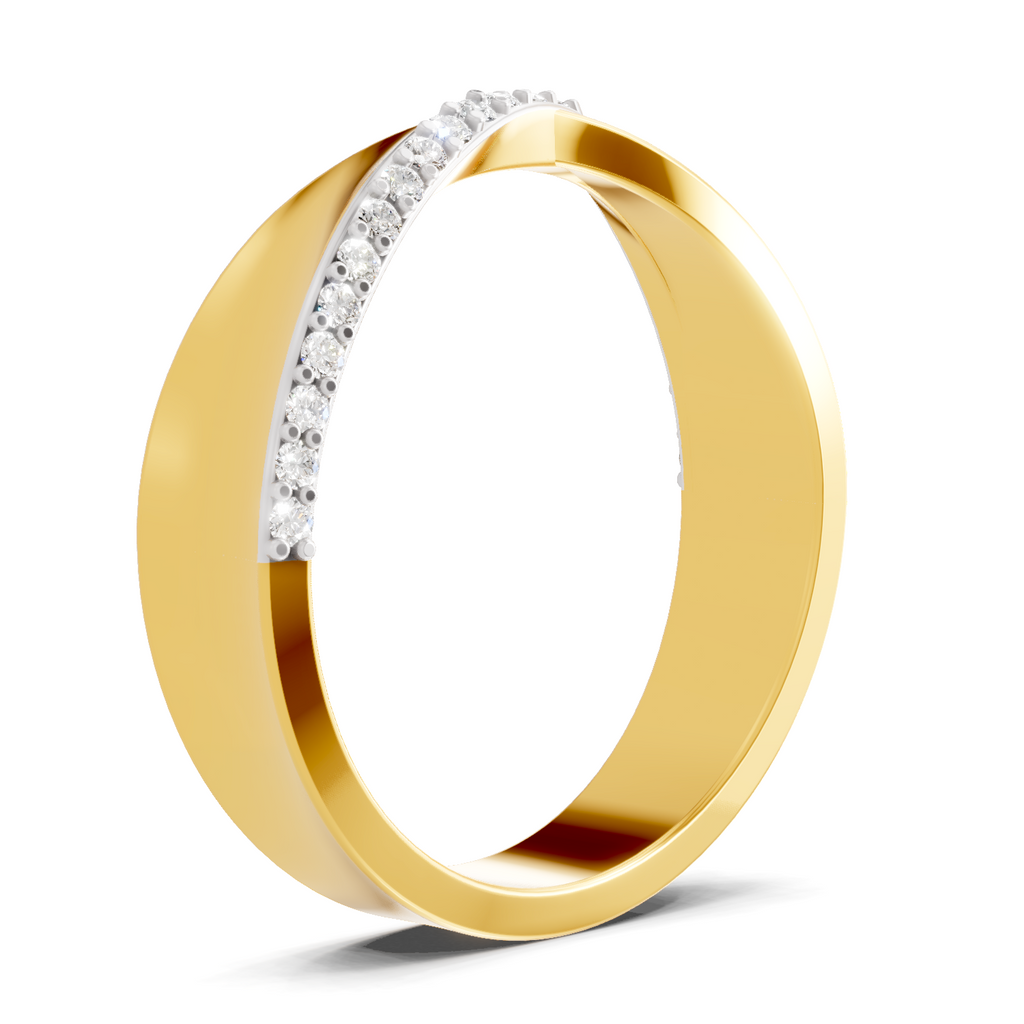 Lab Grown Diamond Ring 0.14 Carat IGI Certified Round Shape 925 Sterling Silver Gold Plated Crossover Ring
