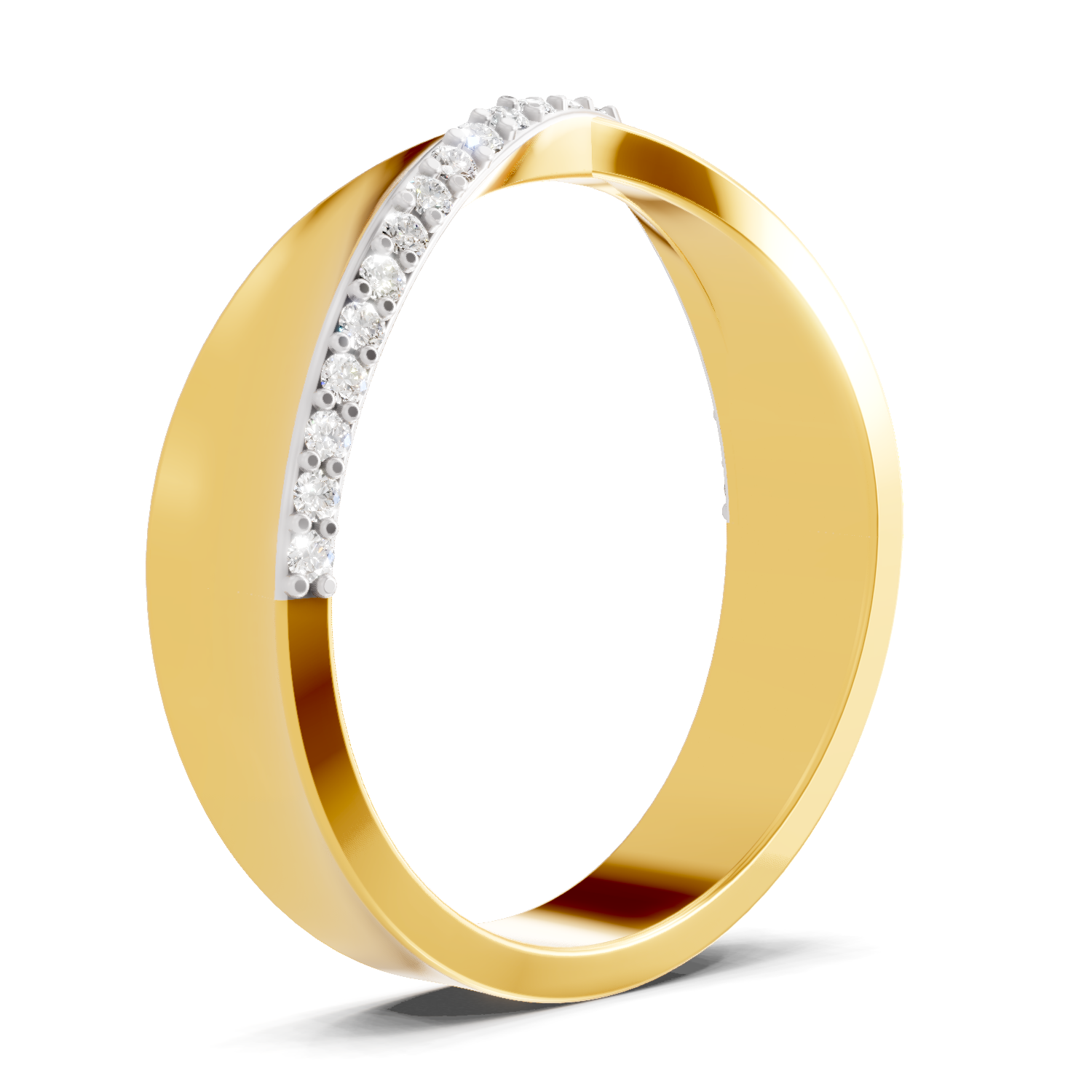 Lab Grown Diamond Ring 0.14 Carat IGI Certified Round Shape 925 Sterling Silver Gold Plated Crossover Ring