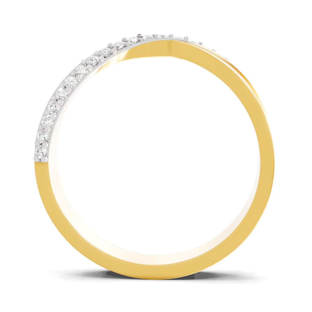 Lab Grown Diamond Ring 0.14 Carat IGI Certified Round Shape 925 Sterling Silver Gold Plated Crossover Ring