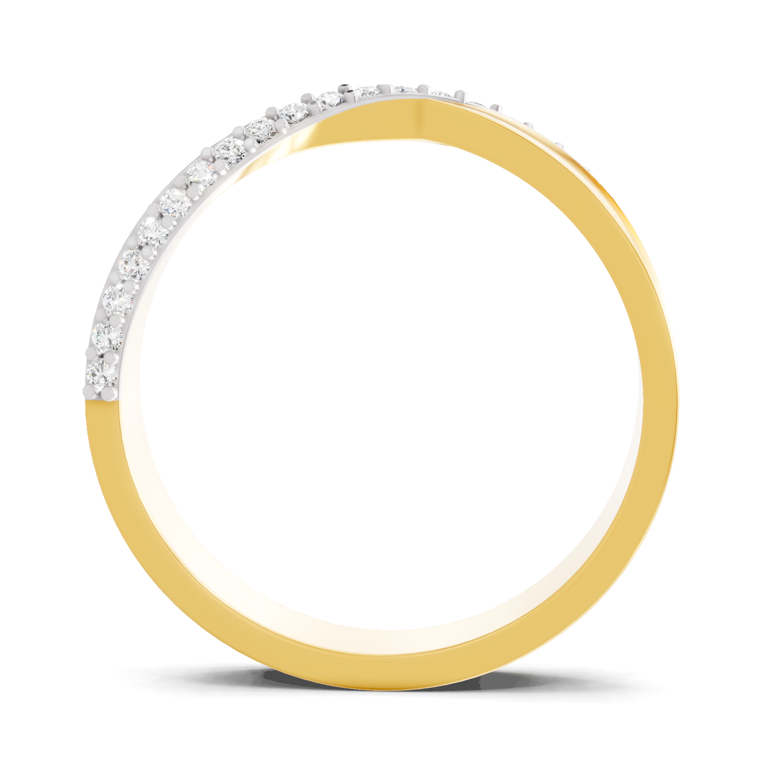 Lab Grown Diamond Ring 0.14 Carat IGI Certified Round Shape 925 Sterling Silver Gold Plated Crossover Ring