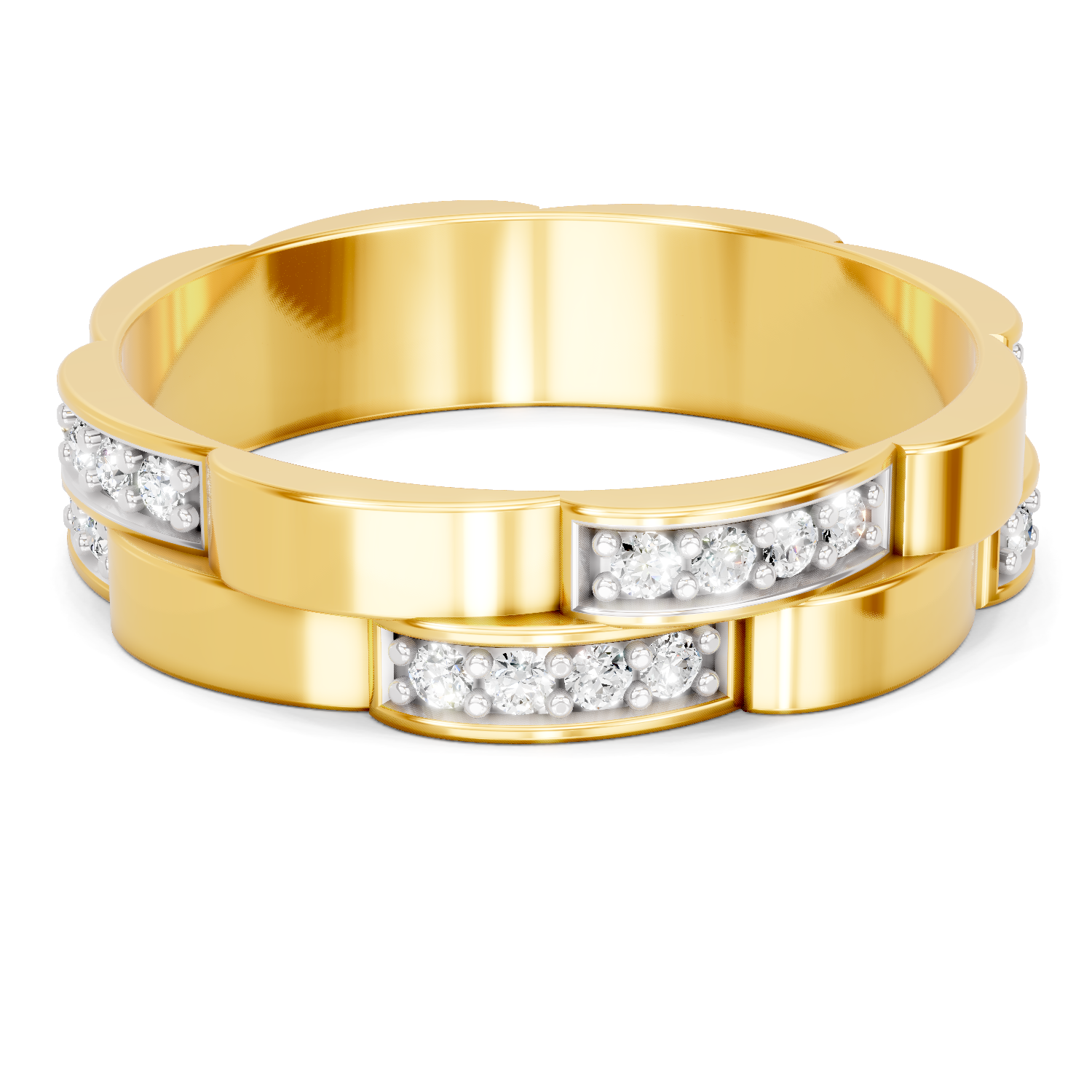 Lab Grown Diamond Ring For Men 0.45 Carat IGI Certified Round Shape 925 Sterling Silver Gold Plated Pave Band Ring