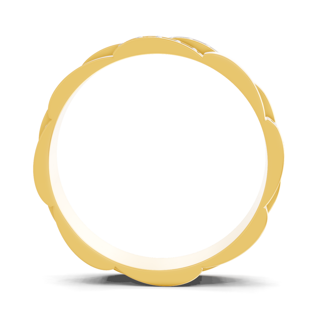 Lab Grown Diamond Ring For Men 0.45 Carat IGI Certified Round Shape 925 Sterling Silver Gold Plated Pave Band Ring
