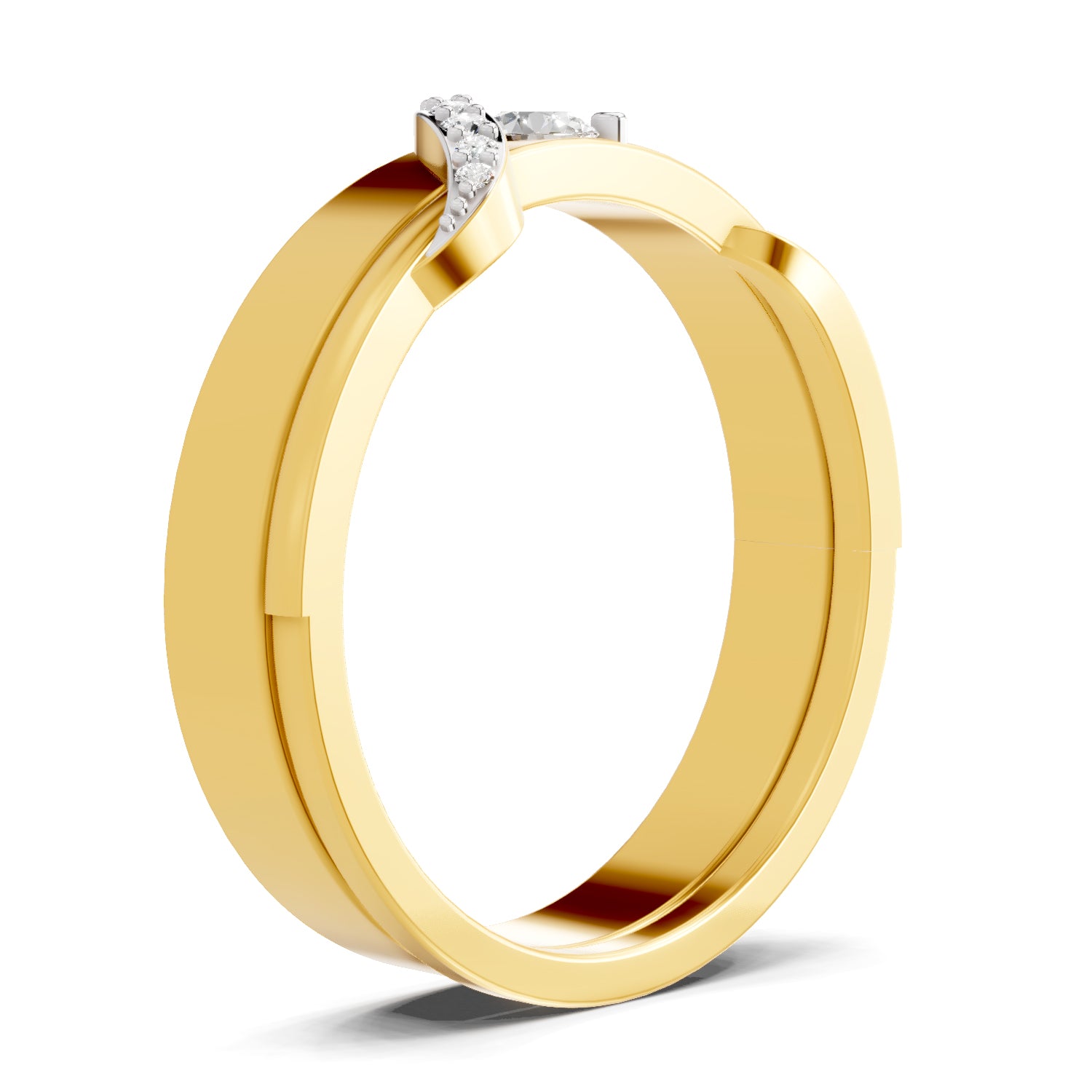 Lab Grown Diamond Ring For Men 0.15 Carat IGI Certified Round Shape 925 Sterling Silver Gold Plated Band Ring