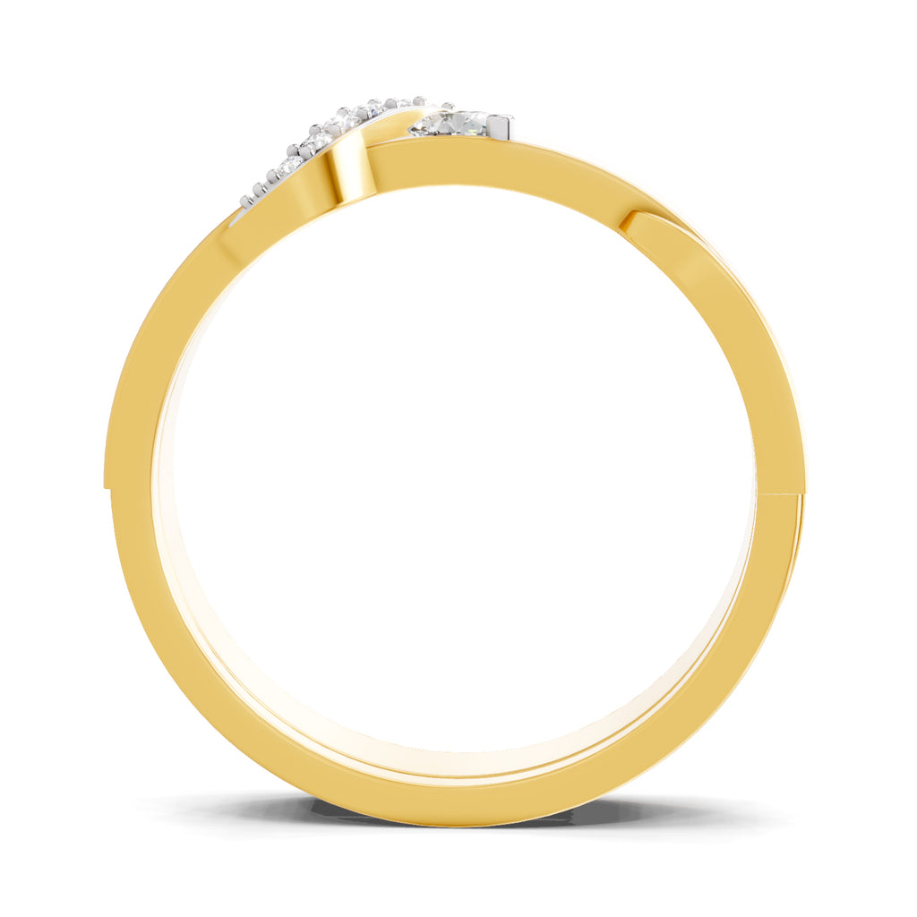 Lab Grown Diamond Ring For Men 0.15 Carat IGI Certified Round Shape 925 Sterling Silver Gold Plated Band Ring