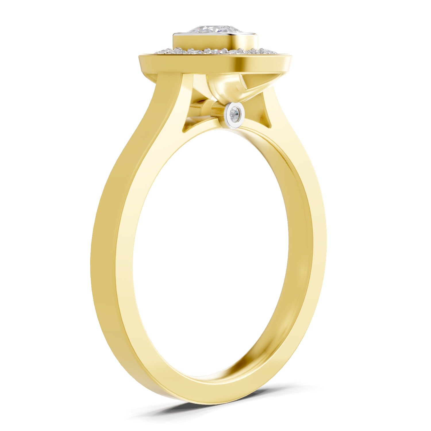 Lab Grown Diamond Ring 0.64 Carat IGI Certified Round Shape 925 Sterling Silver Gold Plated Halo Ring