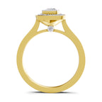 Lab Grown Diamond Ring 0.64 Carat IGI Certified Round Shape 925 Sterling Silver Gold Plated Halo Ring