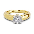 Lab Grown Diamond Ring 0.75 Carat IGI Certified Round Shape 925 Sterling Silver Gold Plated Solitaire Ring