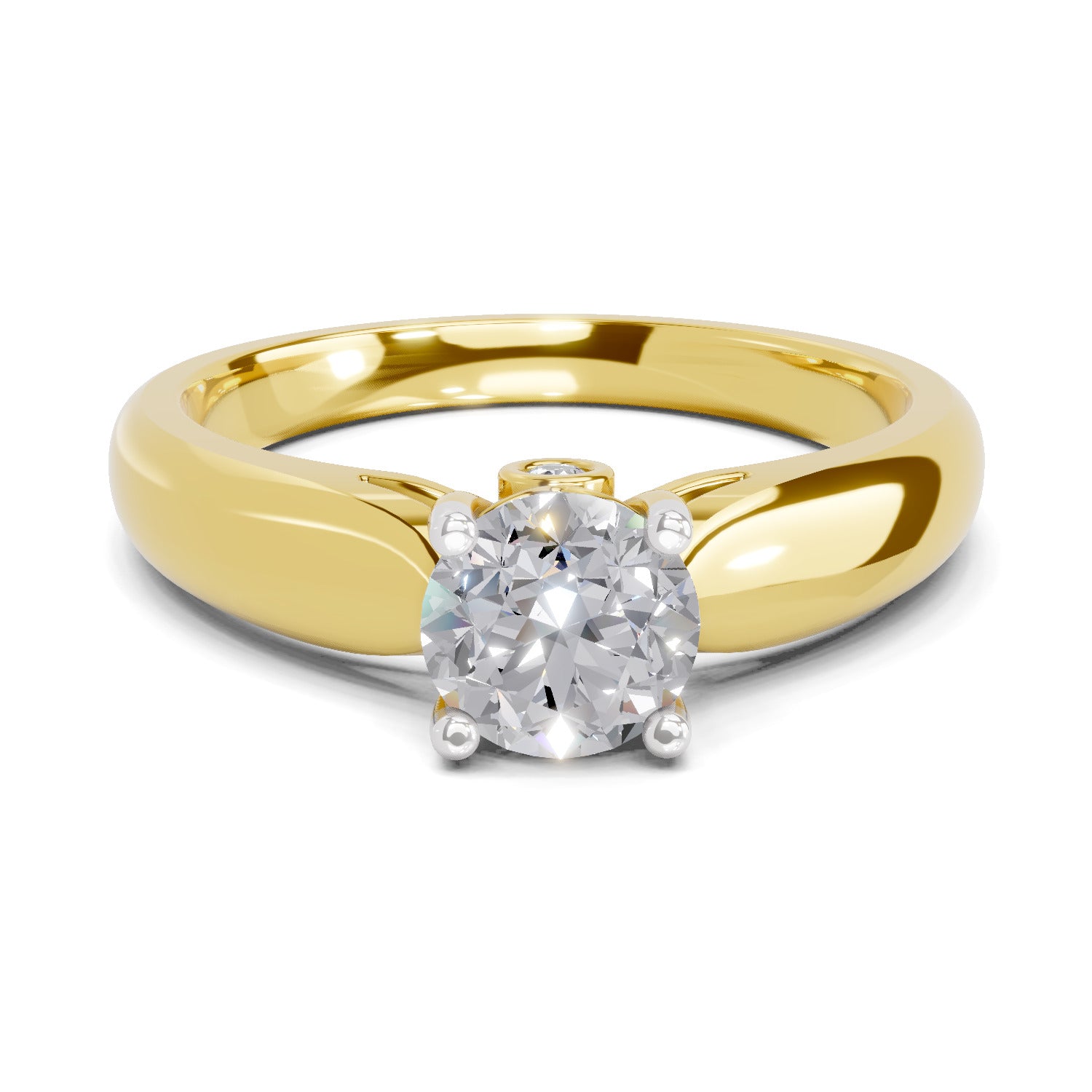Lab Grown Diamond Ring 0.75 Carat IGI Certified Round Shape 925 Sterling Silver Gold Plated Solitaire Ring
