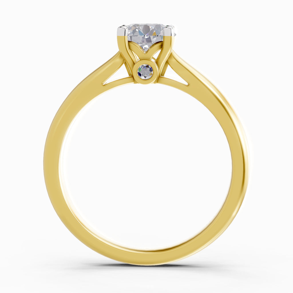 Lab Grown Diamond Ring 0.75 Carat IGI Certified Round Shape 925 Sterling Silver Gold Plated Solitaire Ring
