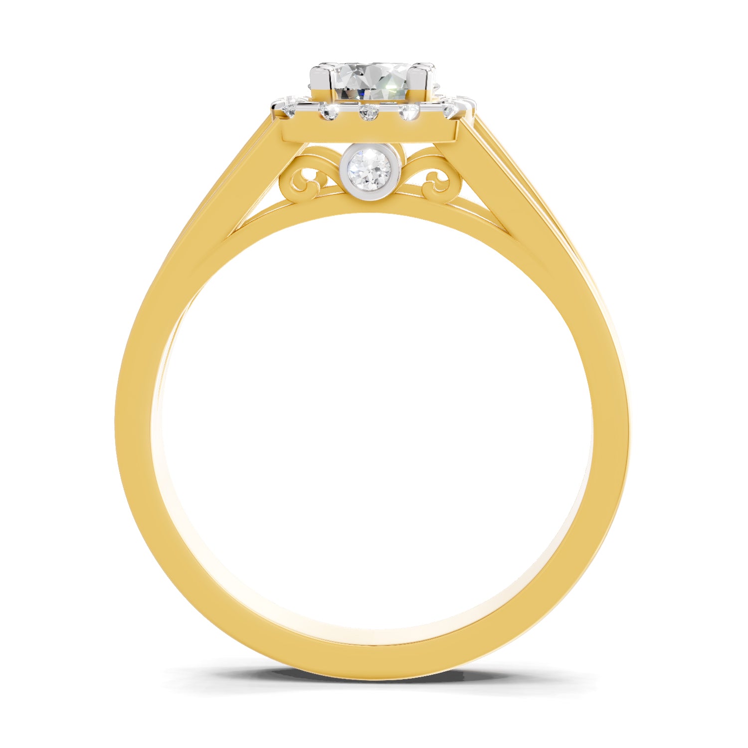 Lab Grown Diamond Ring For Men 0.61 Carat IGI Certified Round Shape 925 Sterling Silver Gold Plated Halo Ring