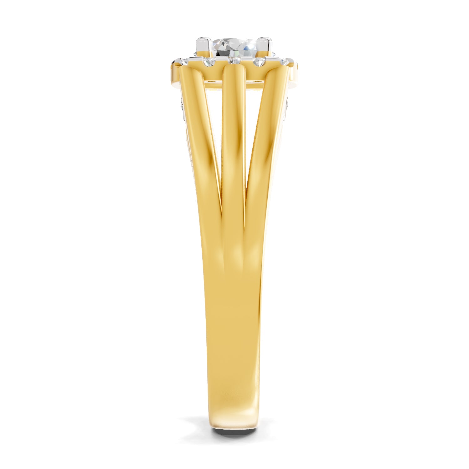 Lab Grown Diamond Ring For Men 0.61 Carat IGI Certified Round Shape 925 Sterling Silver Gold Plated Halo Ring