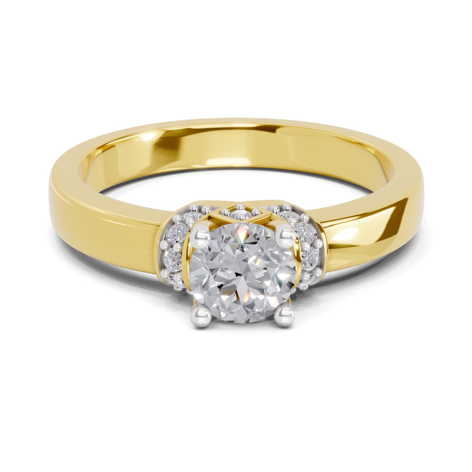 Lab Grown Diamond Ring 0.55 Carat IGI Certified Round Shape 925 Sterling Silver Gold Plated Solitaire Ring