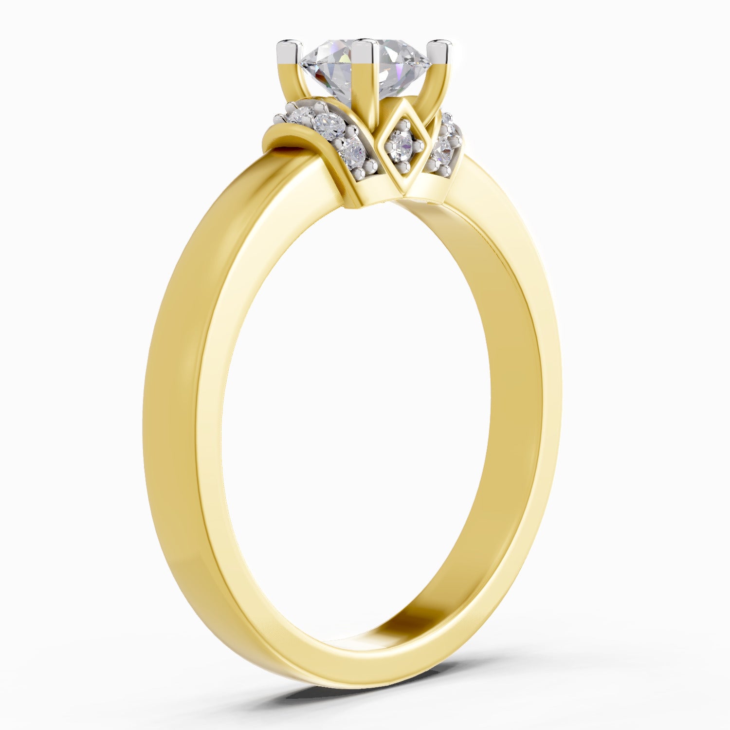 Lab Grown Diamond Ring 0.55 Carat IGI Certified Round Shape 925 Sterling Silver Gold Plated Solitaire Ring