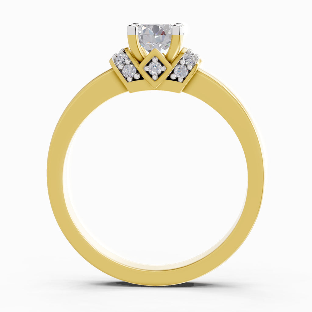 Lab Grown Diamond Ring 0.55 Carat IGI Certified Round Shape 925 Sterling Silver Gold Plated Solitaire Ring