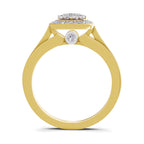 Lab Grown Diamond Ring 0.39 Carat IGI Certified Round Shape 925 Sterling Silver Gold Plated Halo Ring (Ring Size - 10)