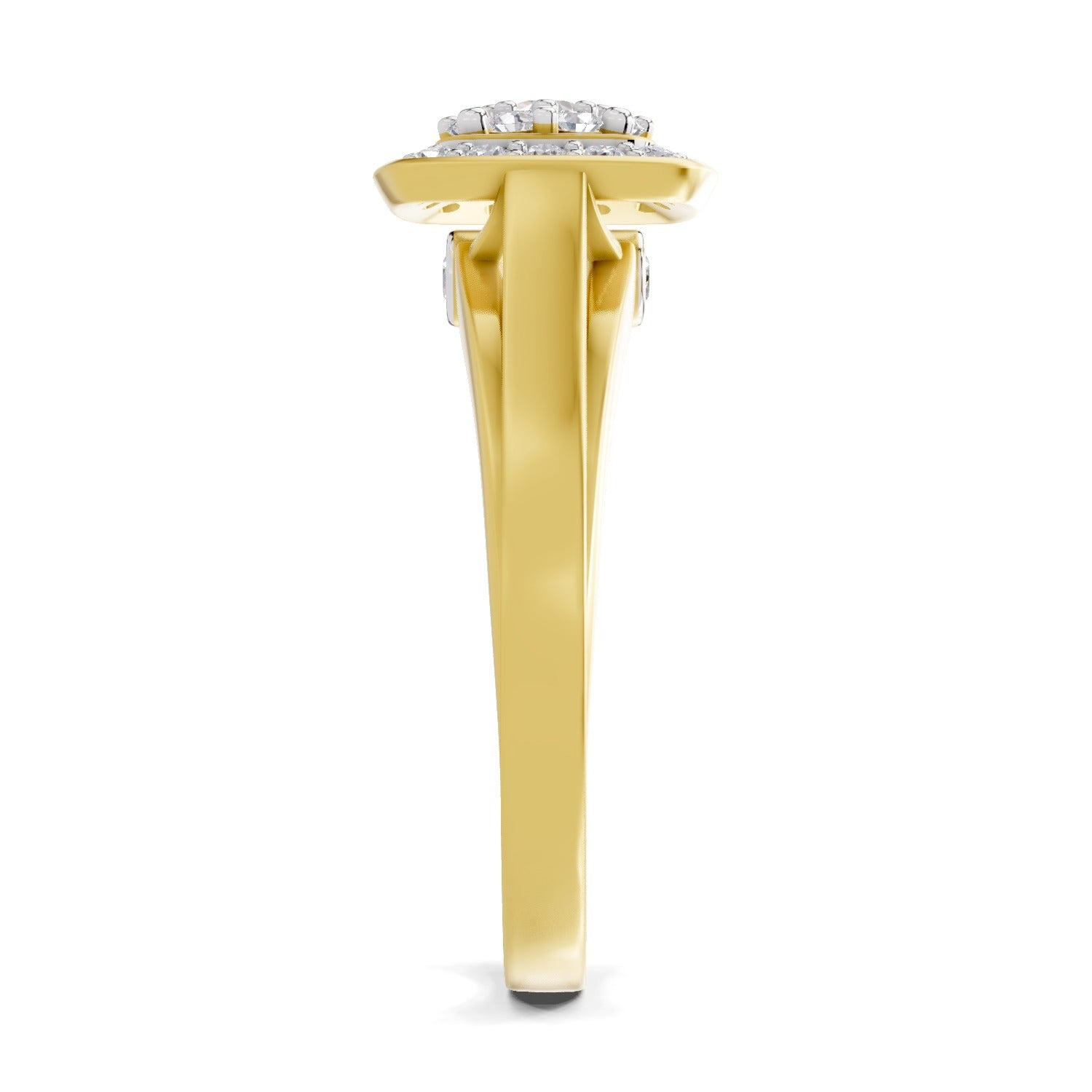 Lab Grown Diamond Ring 0.39 Carat IGI Certified Round Shape 925 Sterling Silver Gold Plated Halo Ring (Ring Size - 10)