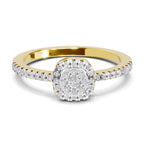 Lab Grown Diamond Ring 0.33 Carat IGI Certified Round Shape 925 Sterling Silver Gold Plated Halo Ring (Ring Size - 10)