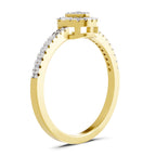 Lab Grown Diamond Ring 0.33 Carat IGI Certified Round Shape 925 Sterling Silver Gold Plated Halo Ring (Ring Size - 10)