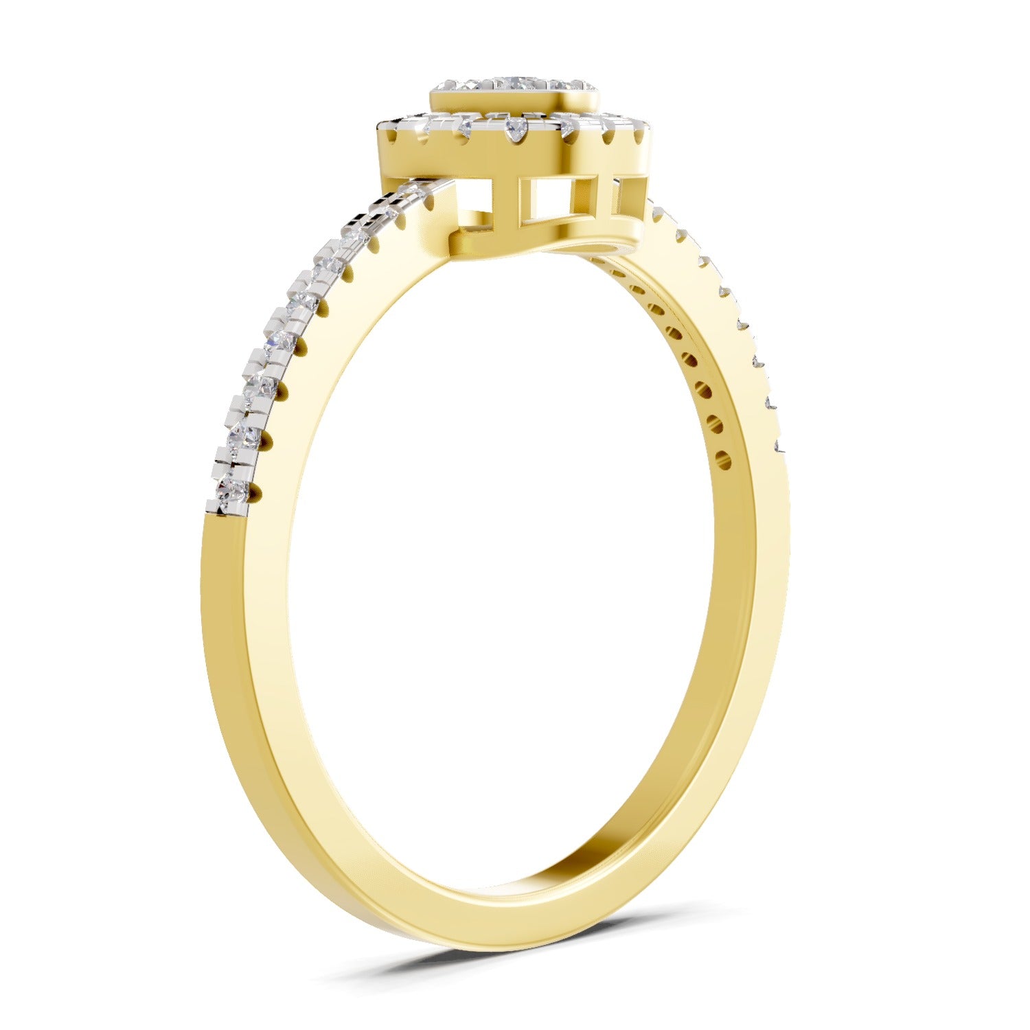 Lab Grown Diamond Ring 0.33 Carat IGI Certified Round Shape 925 Sterling Silver Gold Plated Halo Ring (Ring Size - 10)