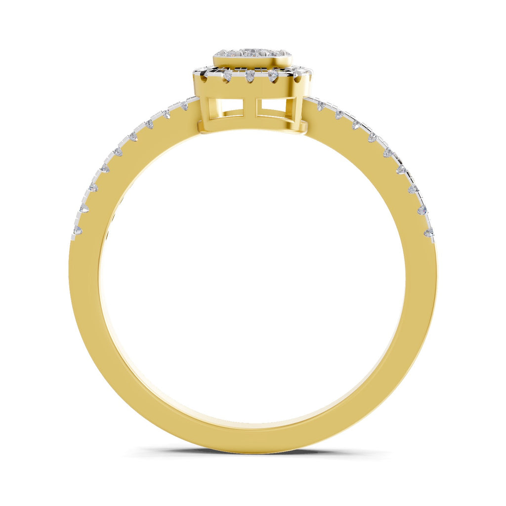 Lab Grown Diamond Ring 0.33 Carat IGI Certified Round Shape 925 Sterling Silver Gold Plated Halo Ring (Ring Size - 10)