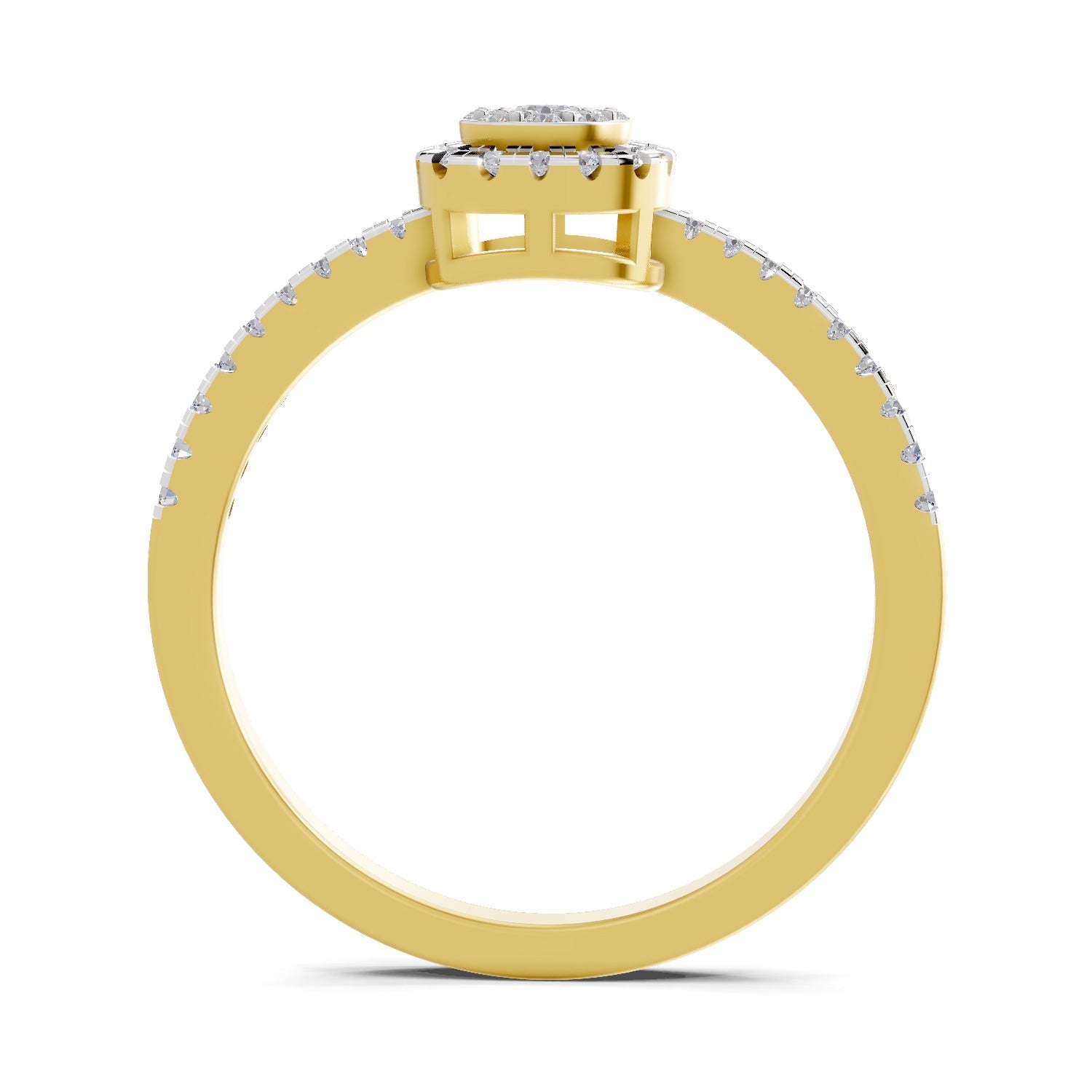 Lab Grown Diamond Ring 0.33 Carat IGI Certified Round Shape 925 Sterling Silver Gold Plated Halo Ring (Ring Size - 10)