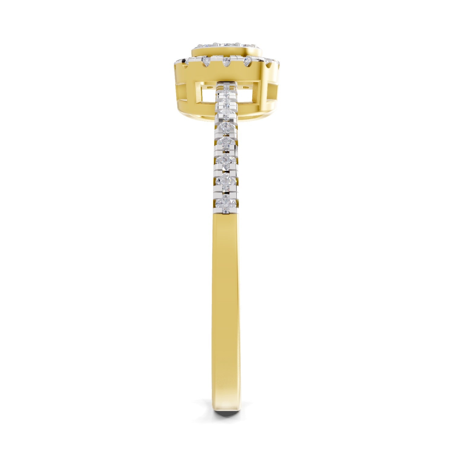 Lab Grown Diamond Ring 0.33 Carat IGI Certified Round Shape 925 Sterling Silver Gold Plated Halo Ring (Ring Size - 10)