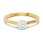 Lab Grown Diamond Ring 0.13 Carat IGI Certified Round Shape 925 Sterling Silver Gold Plated Halo Ring