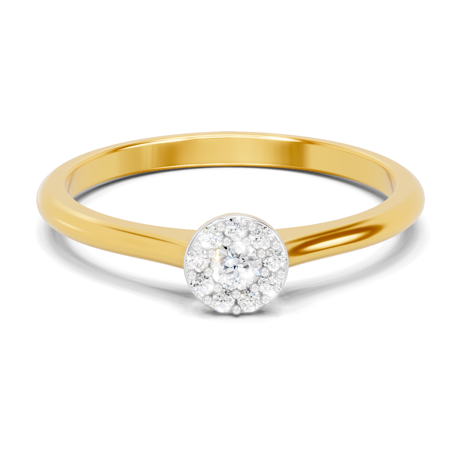 Lab Grown Diamond Ring 0.13 Carat IGI Certified Round Shape 925 Sterling Silver Gold Plated Halo Ring