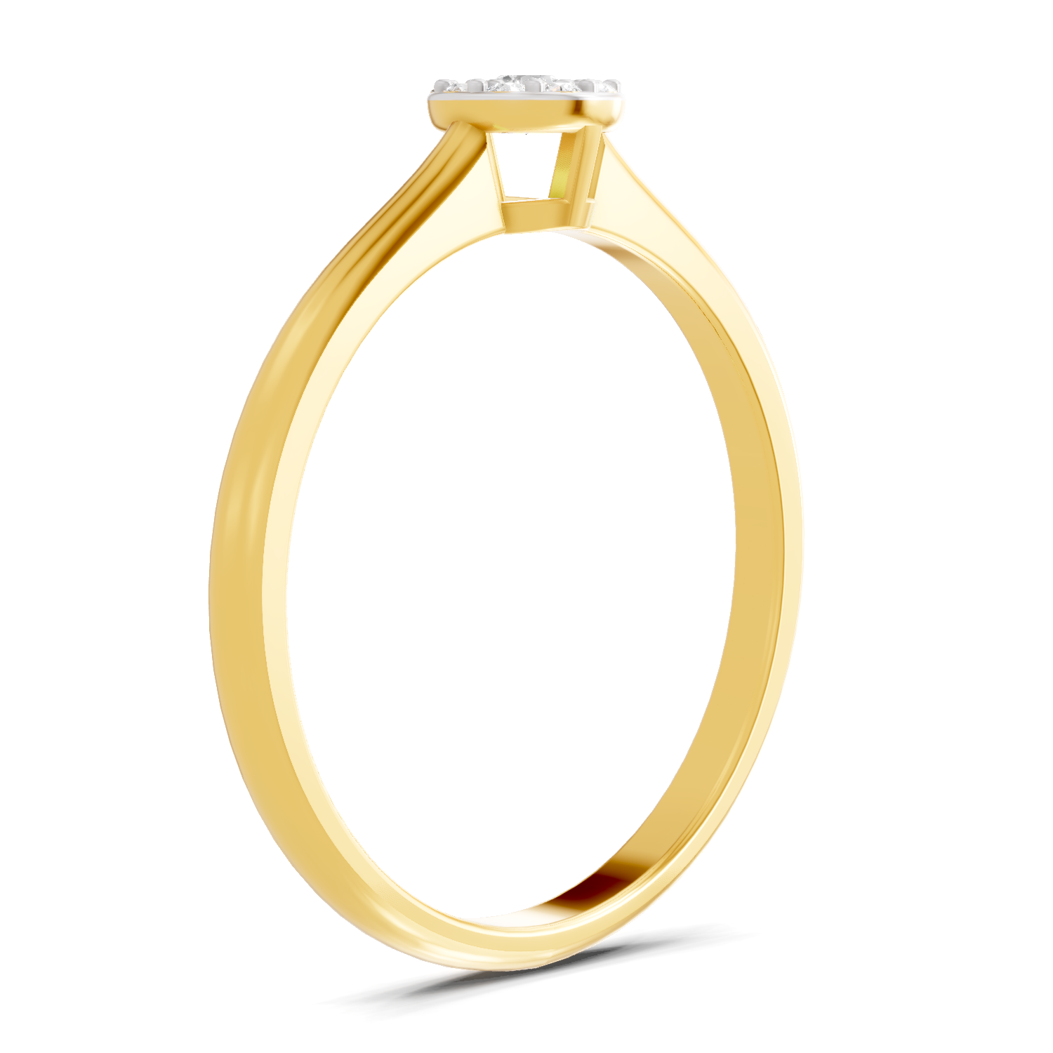 Lab Grown Diamond Ring 0.13 Carat IGI Certified Round Shape 925 Sterling Silver Gold Plated Halo Ring