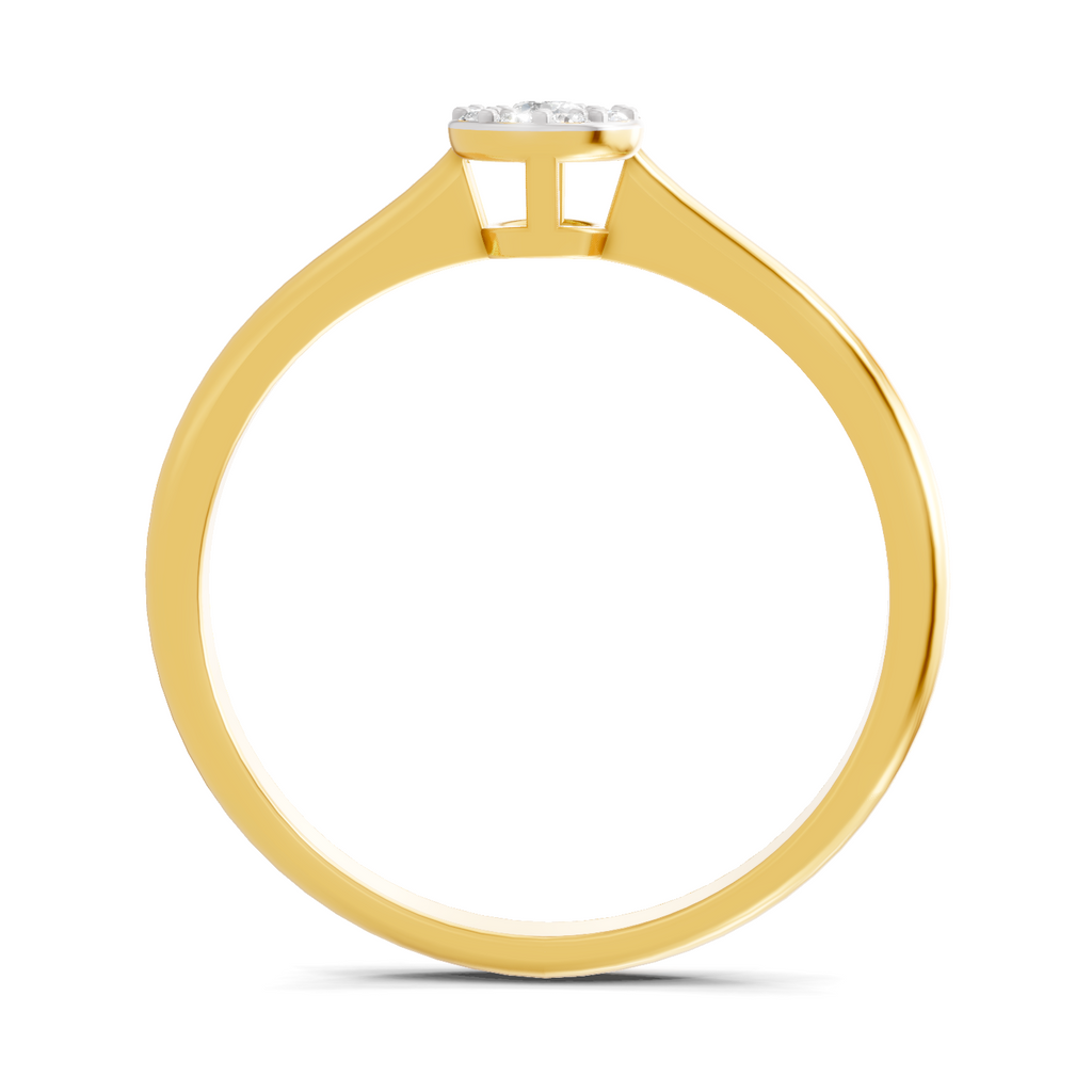 Lab Grown Diamond Ring 0.13 Carat IGI Certified Round Shape 925 Sterling Silver Gold Plated Halo Ring