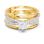 Lab Grown Diamond Ring For Men 0.55 Carat IGI Certified Round Shape 925 Sterling Silver Gold Plated Fashion Criss Cross Ring