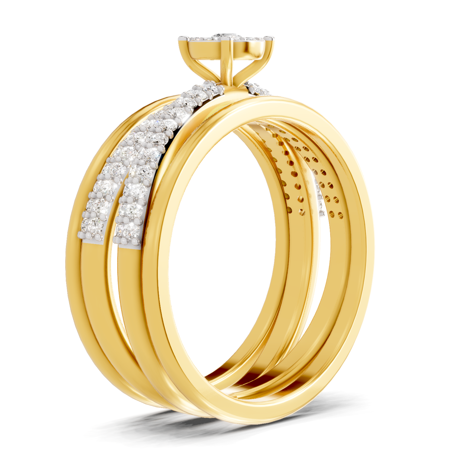 Lab Grown Diamond Ring For Men 0.55 Carat IGI Certified Round Shape 925 Sterling Silver Gold Plated Fashion Criss Cross Ring