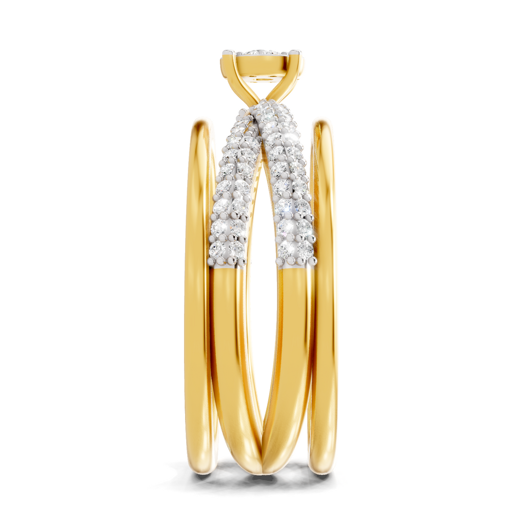 Lab Grown Diamond Ring For Men 0.55 Carat IGI Certified Round Shape 925 Sterling Silver Gold Plated Fashion Criss Cross Ring