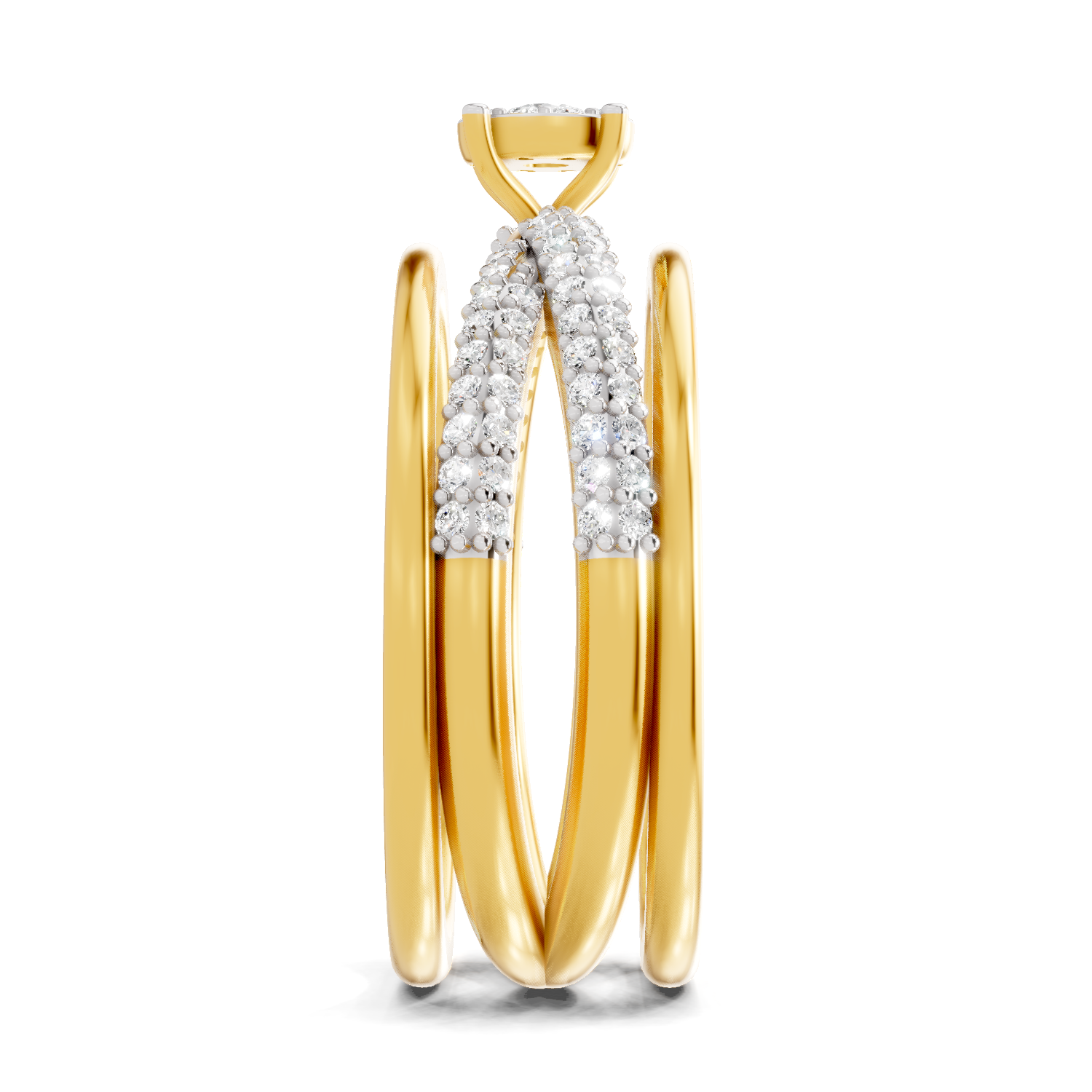 Lab Grown Diamond Ring For Men 0.55 Carat IGI Certified Round Shape 925 Sterling Silver Gold Plated Fashion Criss Cross Ring