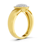 Lab Grown Diamond Ring For Men 0.44 Carat IGI Certified Round Shape 925 Sterling Silver Gold Plated Cluster Ring