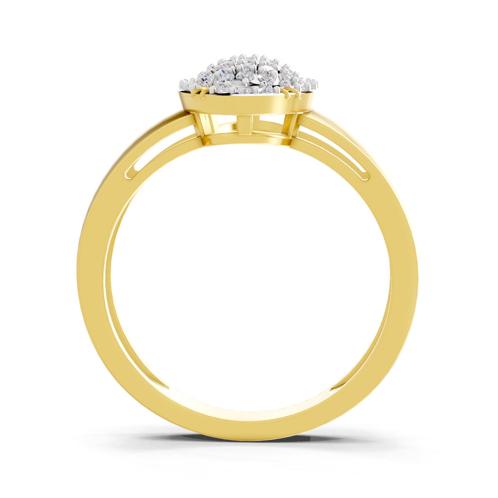 Lab Grown Diamond Ring For Men 0.44 Carat IGI Certified Round Shape 925 Sterling Silver Gold Plated Cluster Ring