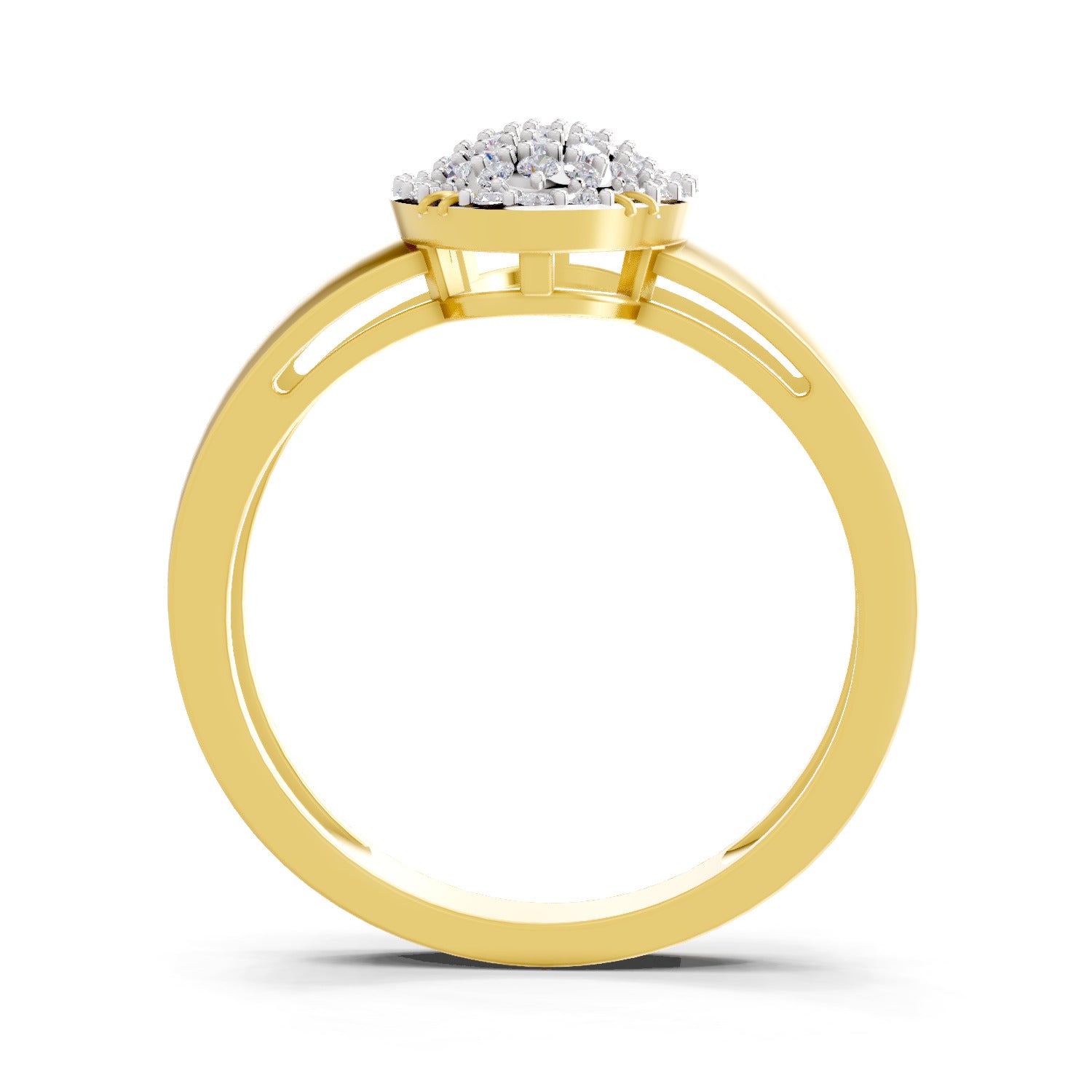 Lab Grown Diamond Ring For Men 0.44 Carat IGI Certified Round Shape 925 Sterling Silver Gold Plated Cluster Ring