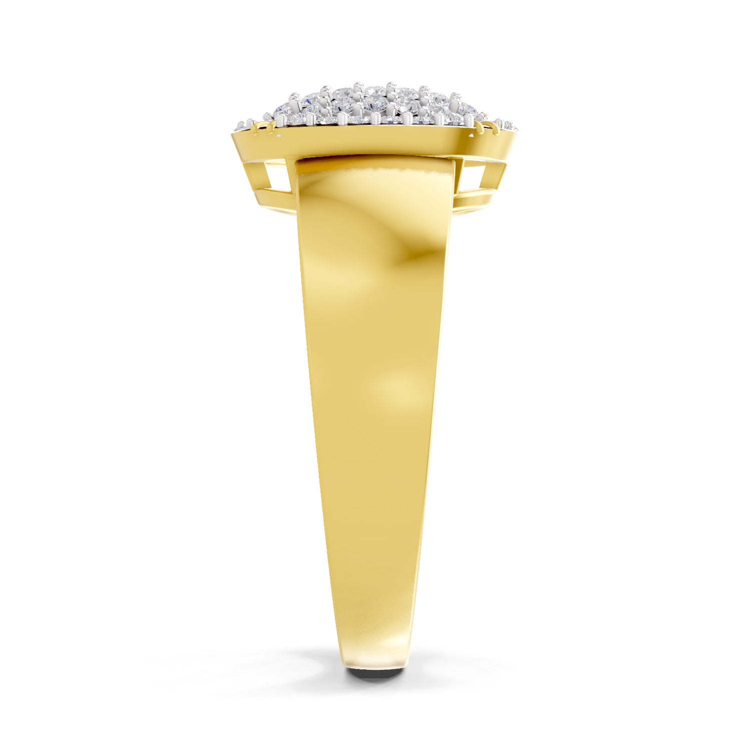 Lab Grown Diamond Ring For Men 0.44 Carat IGI Certified Round Shape 925 Sterling Silver Gold Plated Cluster Ring